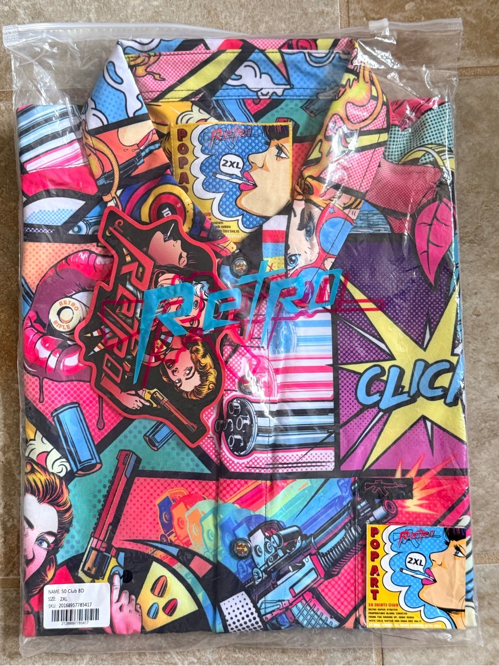 Retro Rifle Exclusive 50 Club 2XL PopArt Graphic Button-Up Shirt - Multicolor